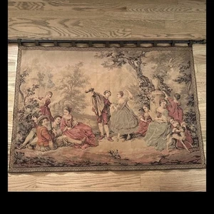 Antique French Tapestry 29 X 41 Beautiful Scene Wall Hanging - Picture 1 of 5