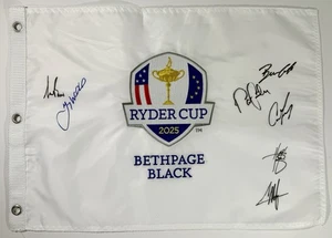 2025 Ryder Cup signed Flag Team USA Collin Sam Burns Pat Cantlay Ben Griffin + - Picture 1 of 12