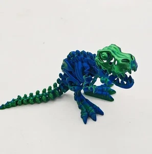 3D Druck Dino Dinosaurier Neu & OVP Blau Grün T-REX voll beweglich Tyrannosaurus - Bild 1 von 4