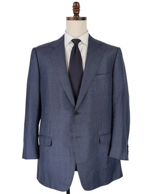 Ermenegildo Zegna  Sport Coat Size 44R Blue Plaid Wool Silk Linen Blazer - Image 1 of 4