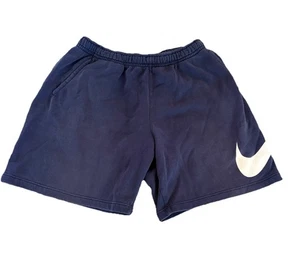 Nike Swoosh Sweat Shorts Men's Size XL Navy Blue Big Logo Shorts Back Pockets - Picture 1 of 6
