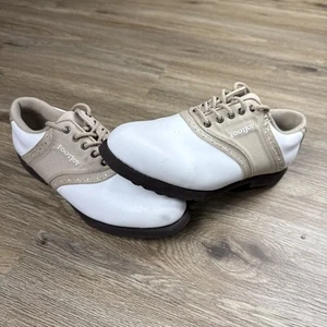 Footjoy Greenjoys 48746 7 m Faux Leather womens golf shoes Ivory White Lace Up - Picture 1 of 9
