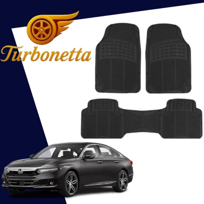 Alfombrillas aptas para todos los coches Honda 3 piezas delanteras traseras impermeables goma negras Foto 1 de 4