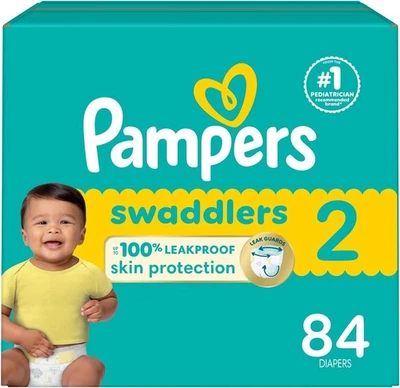 Pañales desechables para bebé Pampers Swaddlers talla 2 - 84 unidades - 12-18 libras Foto 1 de 4