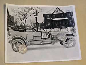 Rare 1907 Welch Motor Car Automobile Company 8x10 B&W photo Snow Street Scene - Picture 1 of 4