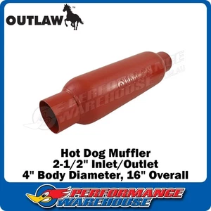 Outlaw Hot Dog Muffler, 2-1/2" Inlet/Outlet, 4" x 16" Overall - Picture 1 of 4