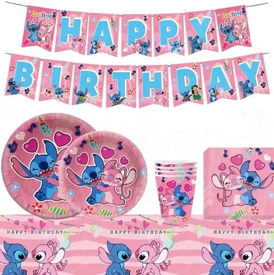 Lilo and Stitch Party Table Set Plates Cups Table cover Birthday Party Decor