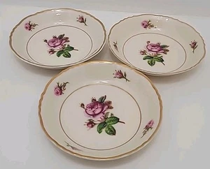 Syracuse China Federal Shape Victoria Rose Fruit Berry Bowls Set of 3 Vintage - Picture 1 of 12