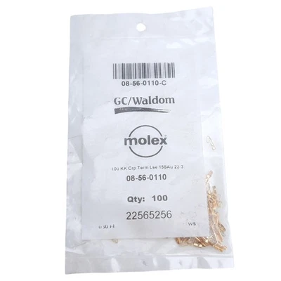 Lot of 100 Molex 08-56-0110 KK 254 Crimp Terminal, Gold-Plated 30-22 AWG, 250VAC - Image 1 of 4