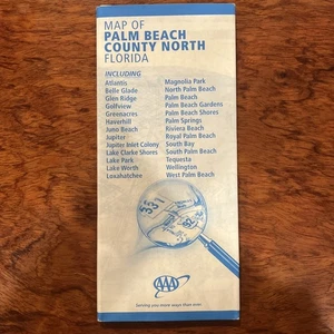 2006 AAA Karte von Palm Beach County Nordflorida Detail Straßenkarte kostenloser Versand USA - Bild 1 von 12