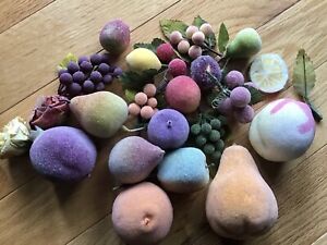 Vintage Sugared Beaded Faux Fake Fruit Lot Of 20 Pieces