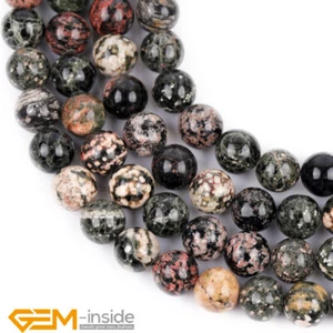 Natural Dark Red Snowflake Obsidian Gemstone Round Beads Jewellery Making 15" AU - Foto 1 di 8