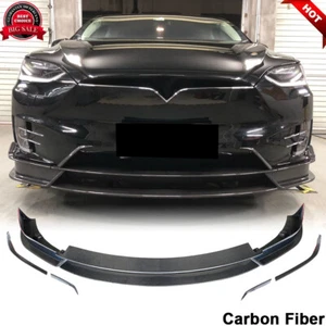 Passend für Tesla Model X 2016-2021 ECHT KOHLEFASER Front Stoßstange Lippe Spoiler Splitter - Bild 1 von 12