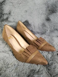Journee Collection Women Heels 6 Brown Suede Pointed Toe Ruffle Stiletto Pump - Picture 1 of 23