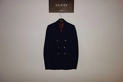 Chaqueta Blazer Gucci Runway DOBLE PECHO Ejército Azul Marino 46 IT 36 EE. UU., ¡RARA! 45 fotos Foto 1 de 4