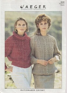Jaeger 6416D Original Womans Knitting Pattern Aran Sweaters - Picture 1 of 1