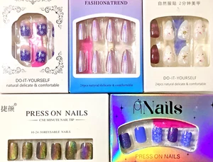 5 Nails Kits - Purple, Blue & White ICE Princess, Elsa FROZEN Glitter Snowflakes - Bild 1 von 20