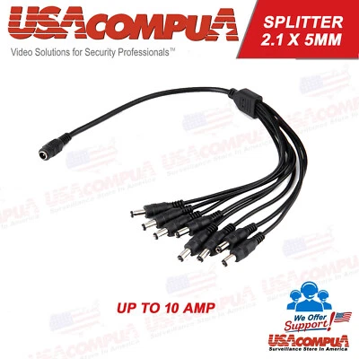 DC Power Splitter Cable 5.5x2.1mm 1 Female To 8 Male Plug Adapter CCTV Camera - Image 1 of 3