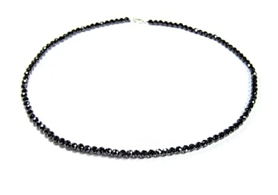 Collana Pietra Preziosa Spinello Sfaccettato Forma a Sfera Ø3 MM 925 Argento - Immagine 1 di 3