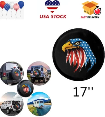 Capa de roda de pneu sobressalente de couro à prova de sol Blue Eagle 17 polegadas compatível com reboque Jeep - Imagem 1 de 4