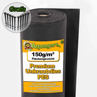 AQUAGART Unkrautvlies Gartenvlies Mulchvlies Bodengewebe 150g PES UV Beständig Unkraut %%