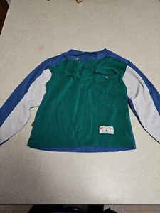 T-shirt vintage bambini Little Levi's taglia media/large logo verde blu etichetta grafica taglio - Foto 1 di 7