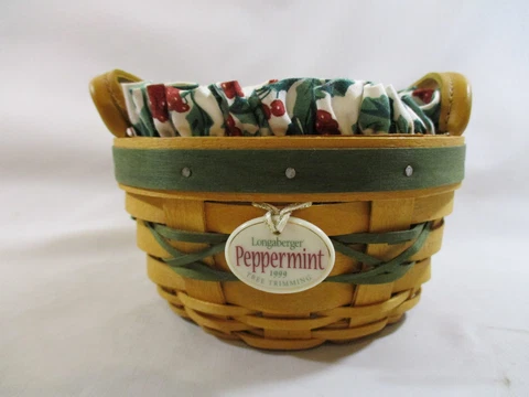 1999 Longaberger Peppermint Holiday Cotton & Plastic Liner Basket Cover