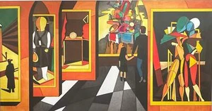 Spazio Metafisico | Ugo Nespolo Opera in Acquaforte 160x90 cm Edizione Limitata - Imagen 1 de 1