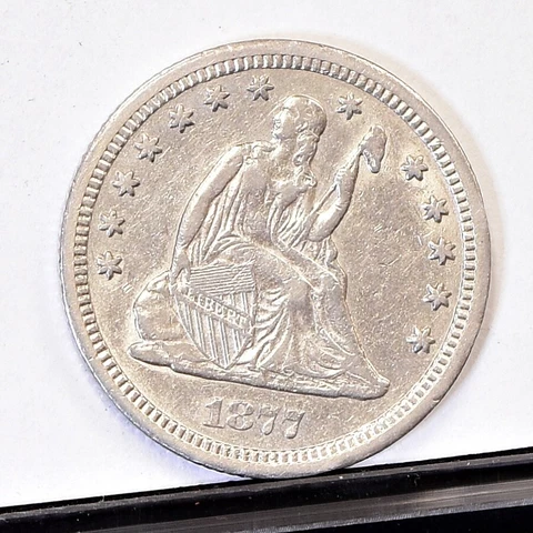 1877-CC Liberty Seated Quarter - AU Details (#43014) Cover