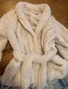 Pottery Barn Teddy Bear Belted Robe Blush Sz Small Faux Fur Plush Sherpa Soft - Picture 1 of 7