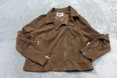 Chaqueta para mujer BB Dakota marrón con cremallera Jet Set moto imitación gamuza Foto 1 de 4