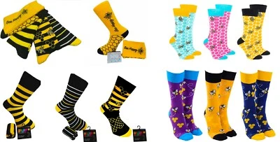 BIG EVENTS UK LTD Bumble Bee Novelty Unisex Woven Socks, Free UK Free Postage