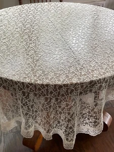 Pair (2) Off White Rectangular Lace Tablecloths * 68 x 50 - Picture 1 of 4