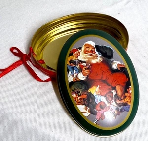 Vintage Coca Cola Saturday Evening Post 1960 Santa Mini Tin Ornament- It Opens! - Picture 1 of 8