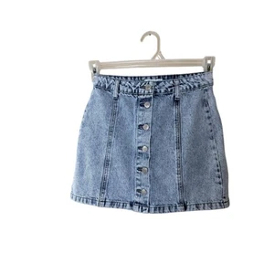 Forever 21 Botones Frontal Denim Vaquero Mini Falda Y2K XS - Imagen 1 de 5