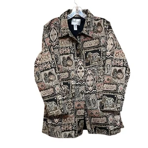 CHICO'S Heavy Beaded Cotton Blend Jacket. 3 - Picture 1 of 4