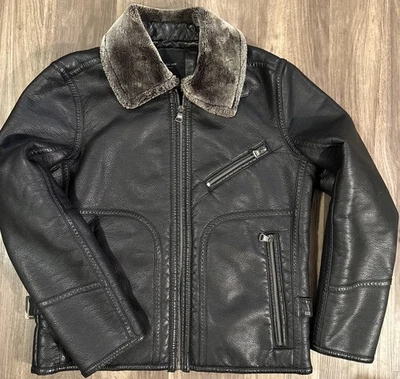 MARC NEW YORK By Andrew Mark Black Leather Bomber Jacket Mens Size M Faux Fur Li - Image 1 of 4