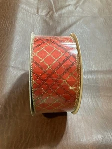 Kirkland Wire Edge RED Argyle Ribbon 50 Yards Christmas Holiday Decor Gifts 2.5" - Picture 1 of 4