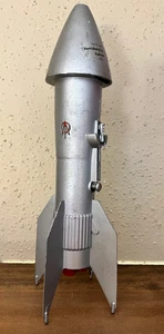 Vintage 1957 Astro Mfg Rocket Space Ship Mechanical Coin Bank Berzac Corp WORKS - Picture 1 of 5