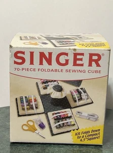 Singer Sewing Kit Cube Folds Travel Portable Thread Scissors Tape Pin Cushion - Picture 1 of 12