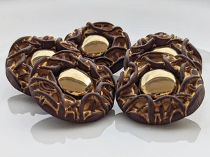 5x edle Kunststoffknöpfe Braun/Gold 28mm - Picture 1 of 1