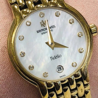 ¡EXCELENTE! Reloj Mujer Raymond Weil Fidelio Ref.4702 18K GP MOP Dial Marcadores Diamantes Foto 1 de 4