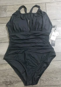 La Blanca Women's One Piece Swimsuit High Neck Keyhole Island Goddess Sz 14 - Picture 1 of 7