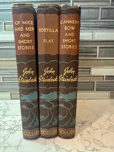 3 Vintage John Steinbeck Books = 16 Short Stories Collier Tortilla Cannery Mice - Picture 1 of 10