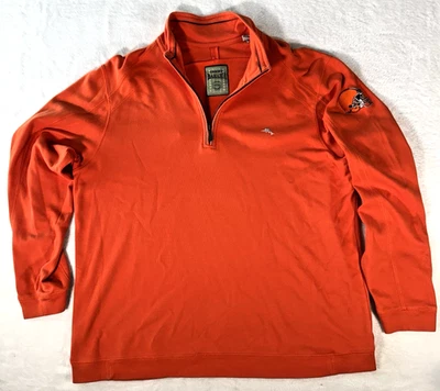 Pulôver Tommy Bahama NFL Cleveland Browns 1/4 zíper XL algodão pima laranja logotipos - Imagem 1 de 4