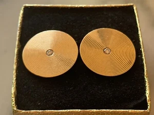 Pair Of Retro 14K Gold & Diamond Tiffany &Co Men’s Concentric Ring Cufflinks - Picture 1 of 10