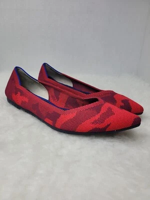 Zapatos planos de ballet Rothy's The Point para mujer talla 7,5 en chile rojo camuflaje retirados  Foto 1 de 4