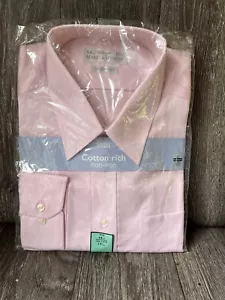 St Michael M&S Vintage Cotton Rich Non Iron Shirt Mens 17 1/2” Pink Brand New - Picture 1 of 6