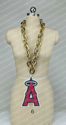 New MLB LOS ANGELES ANGELS GOLD Jumbo Big Fan Chain Necklace Foam MI USA - Image 1 of 3
