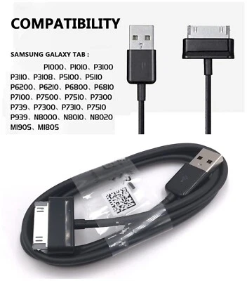 USB Charger Cable for OEM Samsung Galaxy Tab 2 Tablet 7" 8.9" 10.1 GT-P5110 - Image 1 of 3